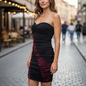 Urban Behavior Black and Burgundy Strapless  Dress 2000-2010 personal oc